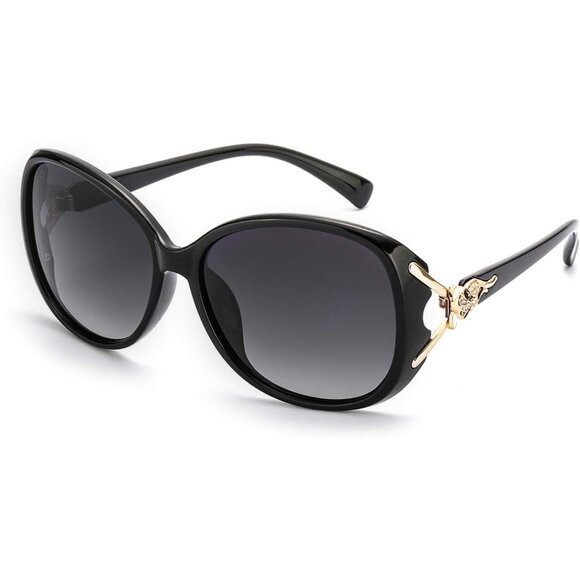 Women\'s Trendy Black Shades Frame Polarized Eyes Protection Sunglasses Oversized main image 6